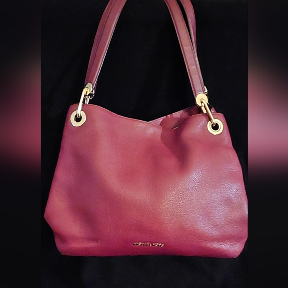 Michael Kors Raven Merlot Large Pebble Leather Shoulder Bag - Picture 1 of 15